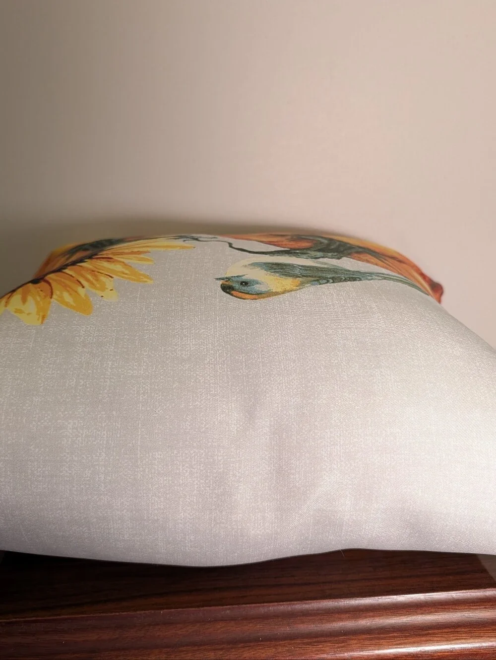 Fall Decorative Pillow with Pumpkin, Sunflower & Bird